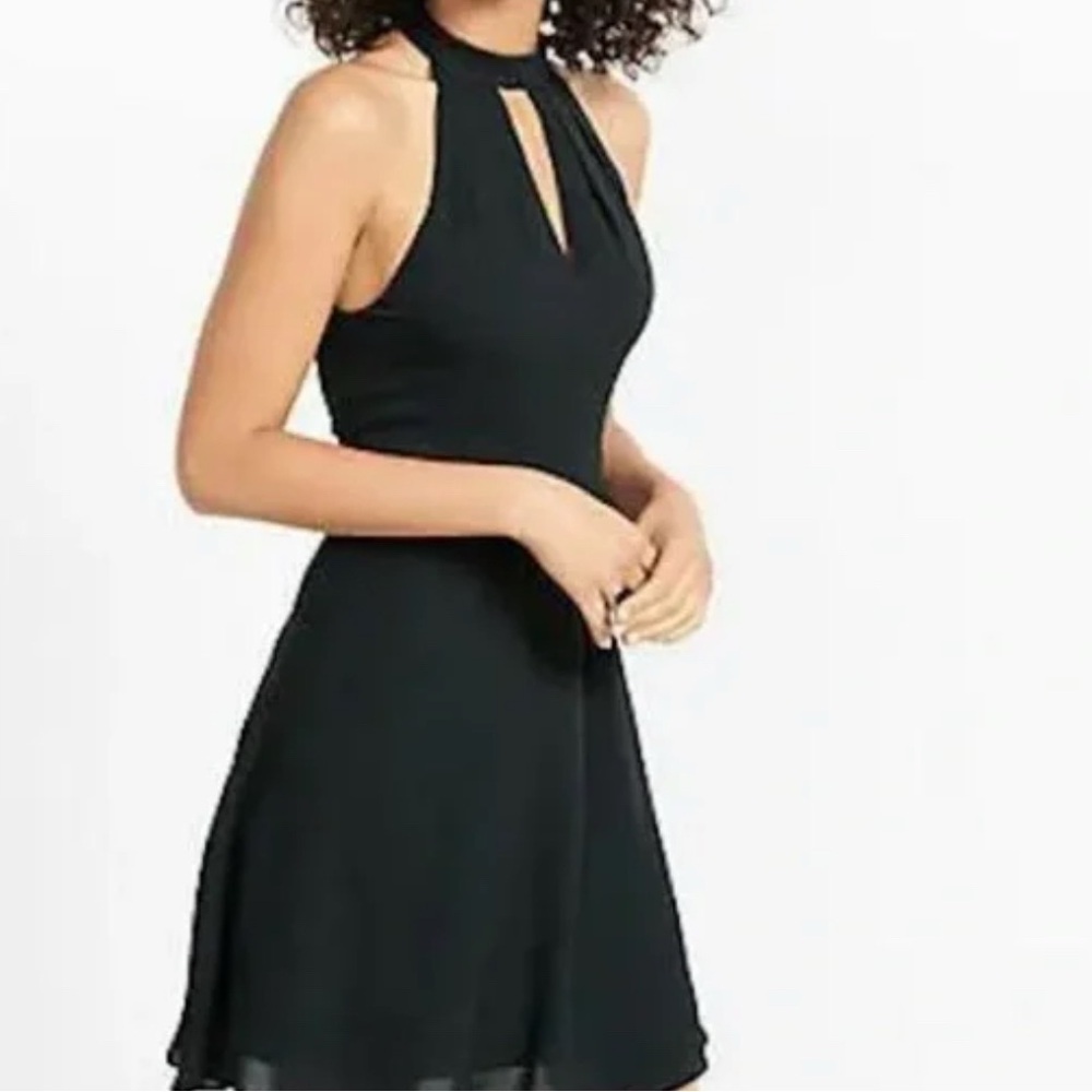 Express Black Backless Halter Cocktail Dress